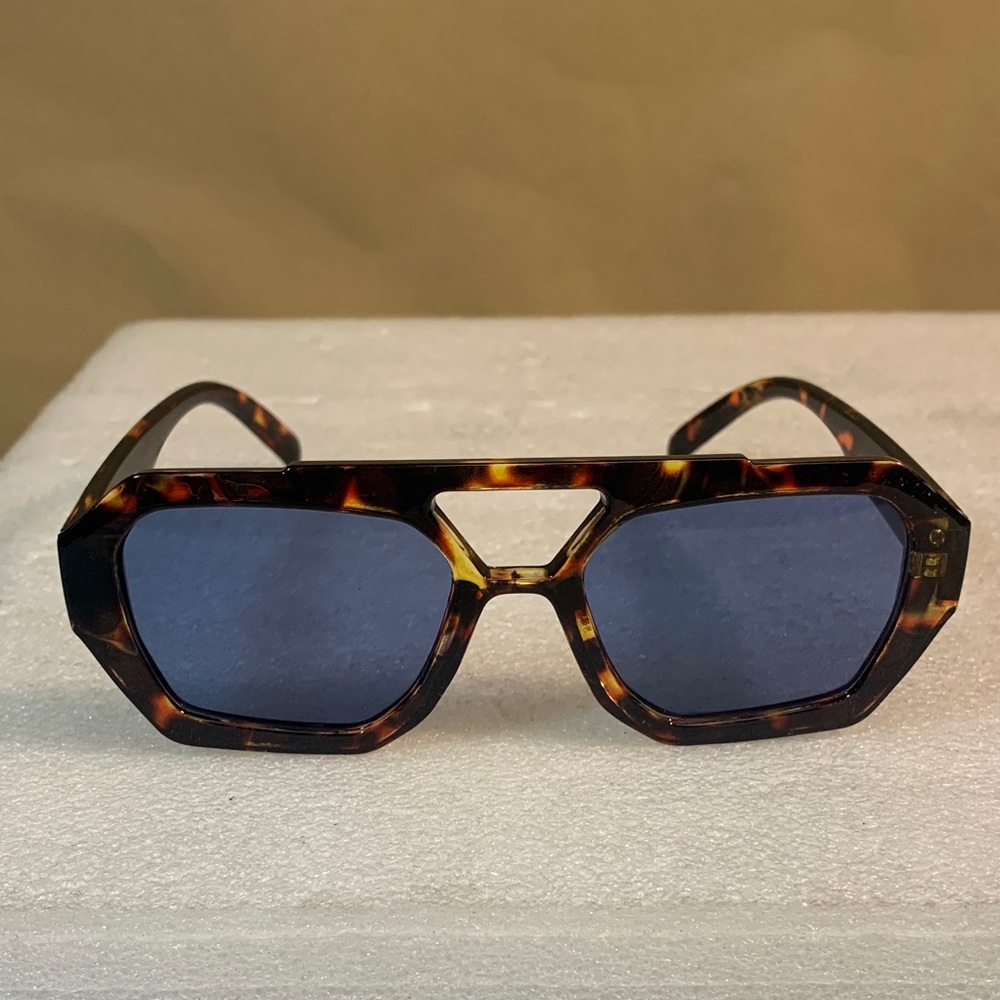 Tortoise Shell Sunglasses with Blue Lenses